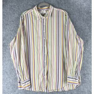 Xirena Top Womens XL Striped Button Up Long Sleeve Cotton Coastal USA Made